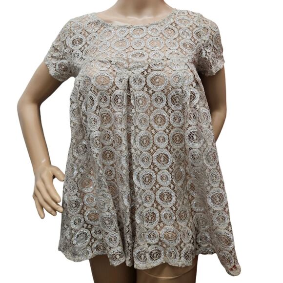 Anthropologie Akemi + Kim Cream Lace Swing Top - Picture 9 of 11